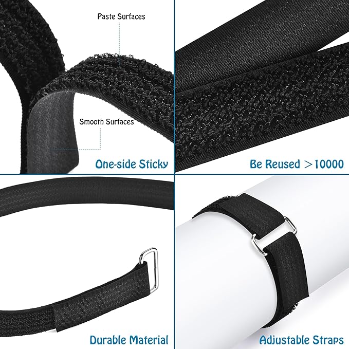 Nettbe 0.75"x19.7ft Hook and Loop Straps with 30 Buckles Adjustable Cut-to-Length Cable Ties - Reusable Nylon Fastening Tape Cable Straps for Storage or Organization (0.75in x 19.7ft)