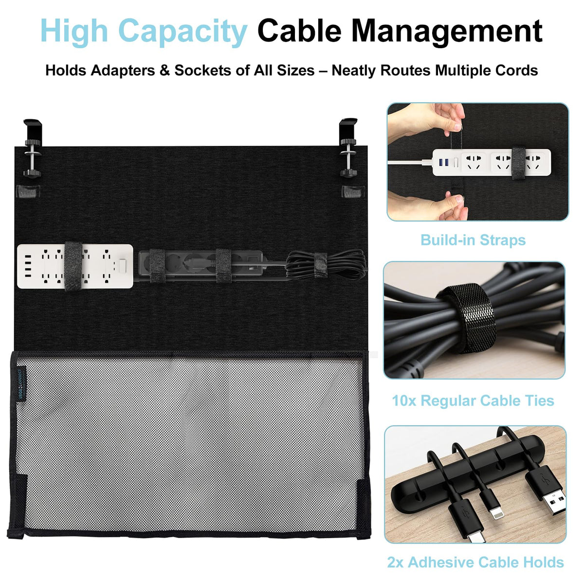 Under Desk Privacy Panel and Cable Management, 24" Felt Modesty Panel Kit