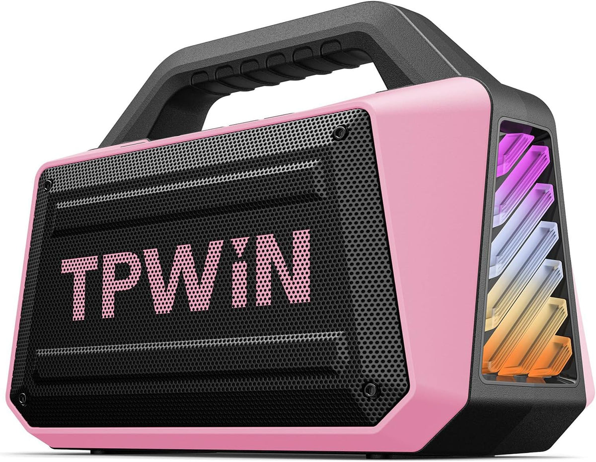 Wireless Bluetooth Speakers - Portable Speaker 80W Peak, 20H Playtime, Light Shows, Loud Speaker with Strong Bass, BT 5.3, TWS, IPX6 Waterproof for Home Travel Outdoor Beach Camping - Pink