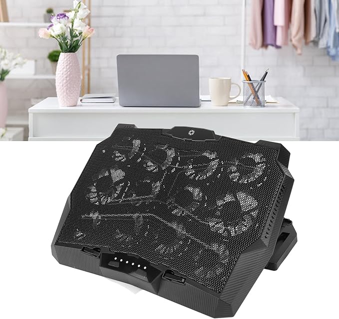 Laptop Cooling Pad Laptop Cooler 3500RPM Type C 12 Fans 5 Height Adjustable Portable Laptop Fan Cooler Stand ABS &amp SUS 39.82oz for Home Office