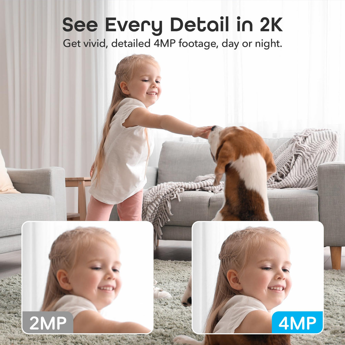 Geeni Look 2K 4MP Smart Indoor Security Camera - 1440p Ultra HD WiFi Pet & Baby Monitor with 2-Way Audio, Motion Detection Zones, 10m Night Vision,