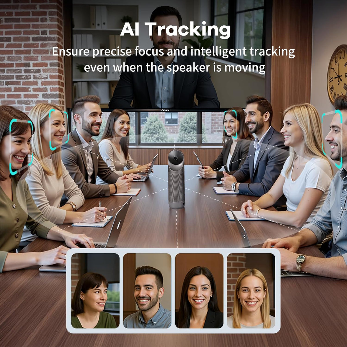 KanDao Meeting Pro - 360 Video Conference Camera, 4-in-One AI Smart Tracking Video Conferencing System, Works on Microsoft Teams, Zoom, Google Meet, Skype etc, Hybrid Meeting Room Zooming Camera