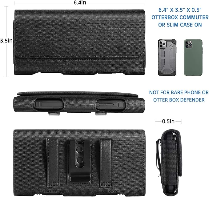 for iPhone 17 Pro Max Holster, BECPLT Nylon Holster Pouch Belt Clip Case and Loops Holder Cover for iPhone Air 16/15/14/13/12/11 Pro Max Galaxy S25 Plus S24+ Black