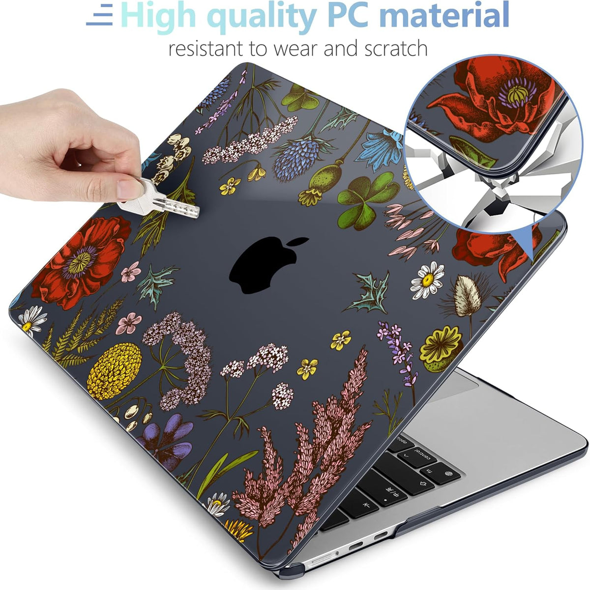 MEEgoodo for M4/M3/M2 MacBook Air 15.3 inch Case 2025 2024 2023, Case Fit Model (A3241/A3114/A2941) for MacBook Air 15 inch, Laptop Hard Shell with Keyboard Cover, Clover