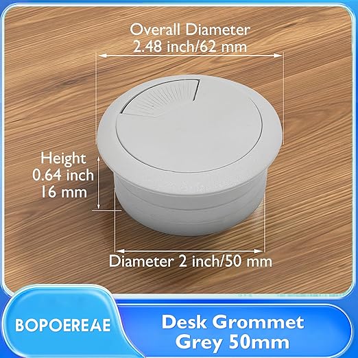 Desk Grommet 2" (50 mm), Desk Cord Hole Cover, Light Grey 2 Pcs