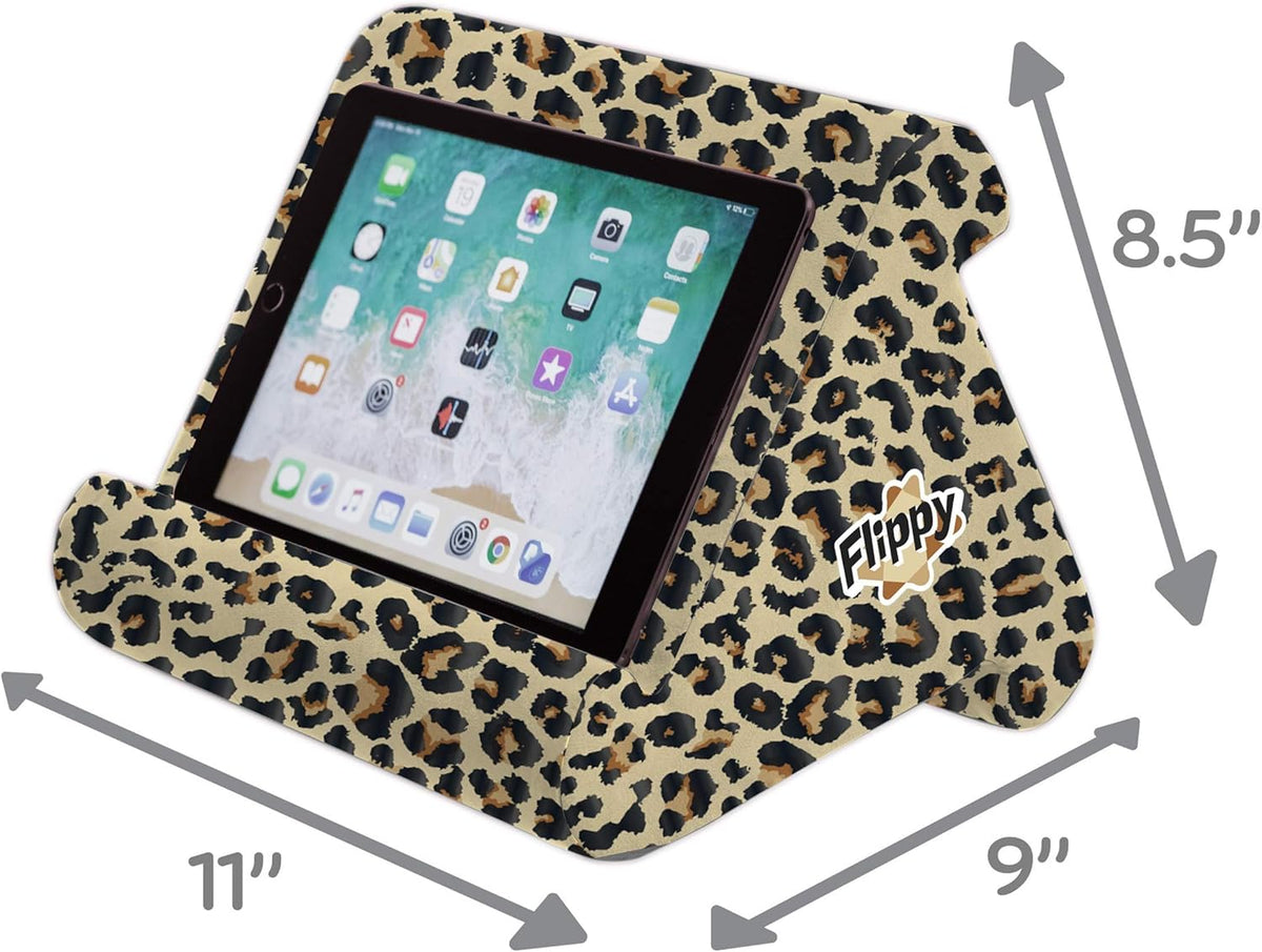 Flippy Tablet Pillow Stand and Holder for Lap, Desk and Bed, Multi-Angle, Compatible with Kindle, Fire, Samsung Galaxy (Def Leopard)