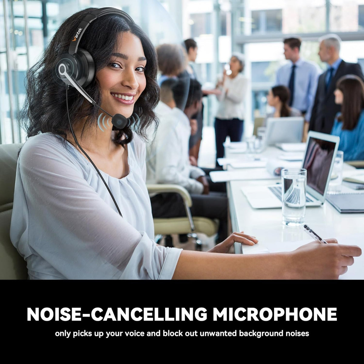 Wantek USB & 3.5mm Headset with Mic for PC/Laptop,Wired Headset with Noise-Cancelling Microphone & Audio Controls Perfect for Home Office Online Class Skype Zoom Call Center Webinar,All Day Comfort