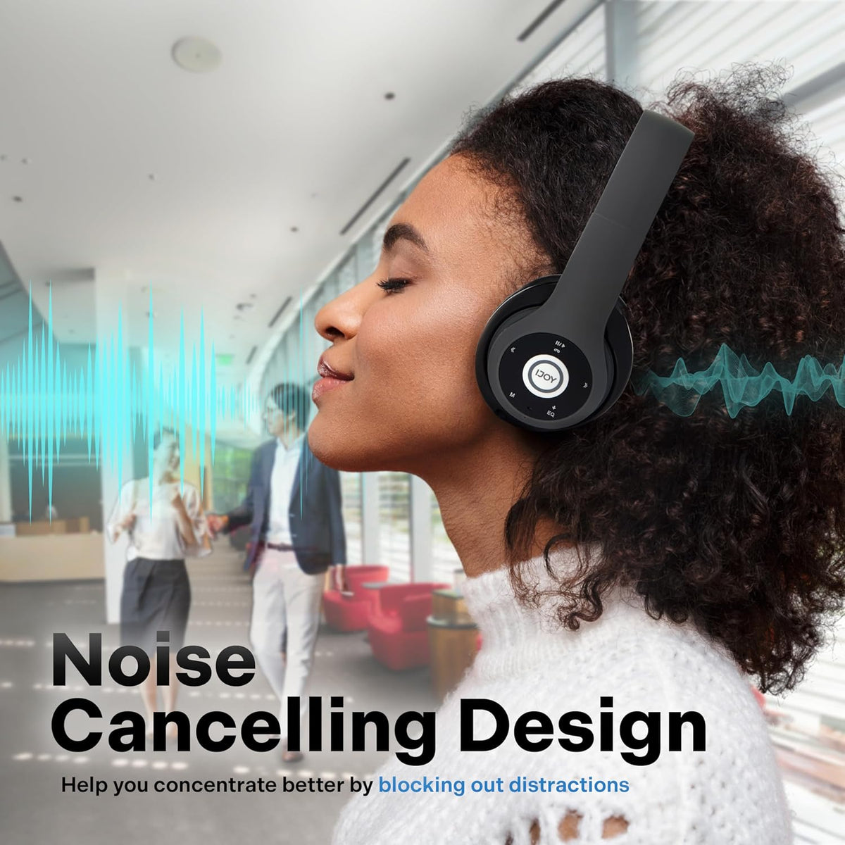 iJoy Bluetooth Headphones Over Ear, Wireless and Wired Foldable Headset Built-in Microphone, FM, Micro SD Card Slot - (Green) Adults Kids Men Women