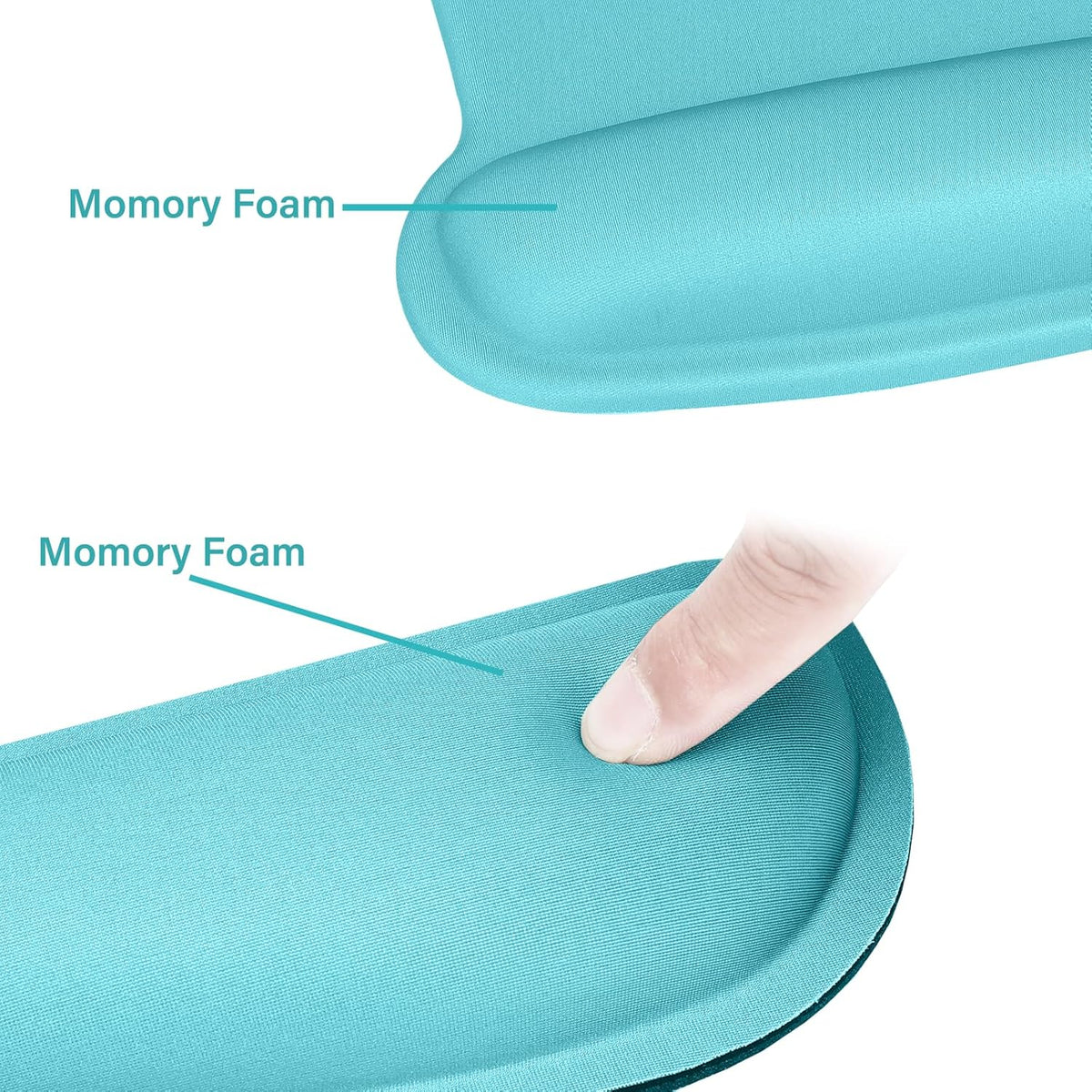 MOSISO Wrist Rest Support for Mouse Pad & Keyboard Set, Ergonomic Mousepad Non-Slip Base Home/Office Pain Relief & Easy Typing Cushion with Neoprene Cloth & Raised Memory Foam, Turquoise