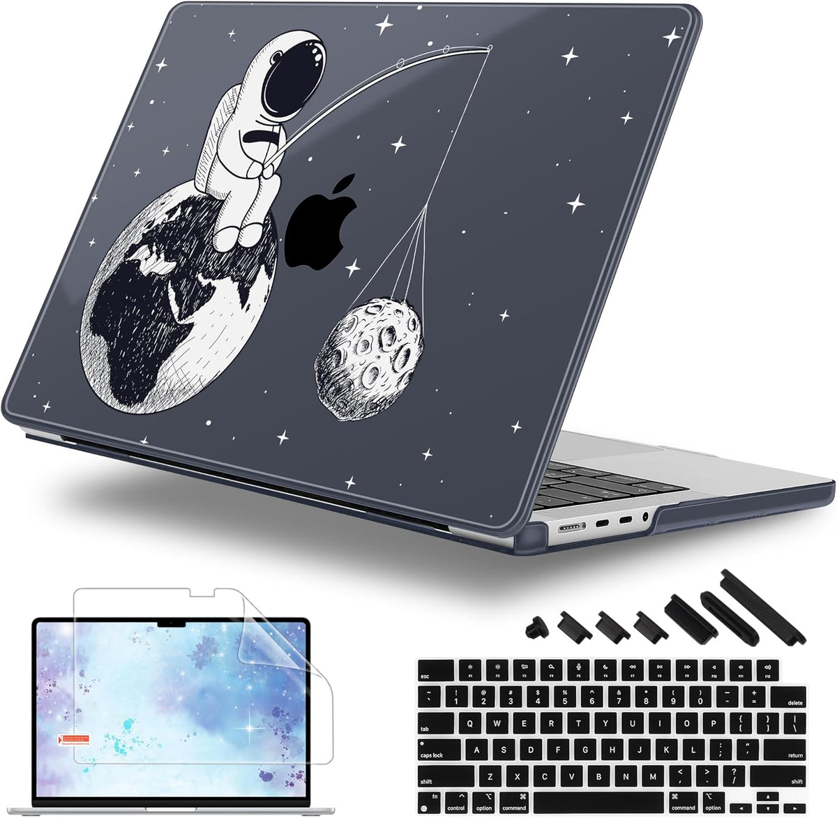 for MacBook Pro 16 inch Case 2021 2022 2023 2024 Release A3186 A3403 M4 A2991 M3 A2780 M2 A2485 M1 Pro/Max, Hard Shell Case with Screen Protector & Keyboard Cover, Astronaut Enjoy