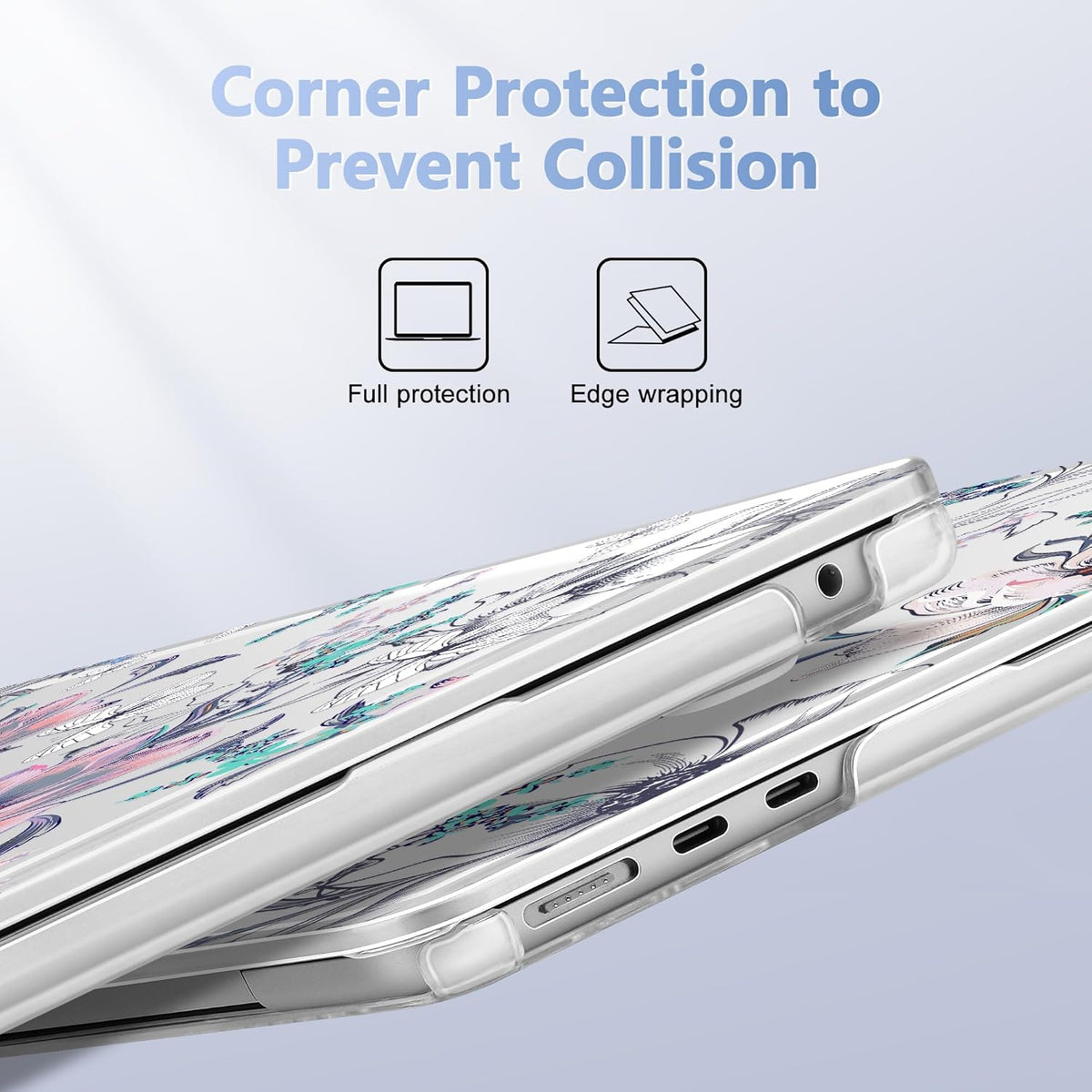 Case for MacBook Air 15 Inch 2025 2024 2023 Release M4 A3241 M3 A3114 M2 A2941, Hard Shell with Screen Protector & Keyboard Cover, Compatible with Touch ID, Floral C319