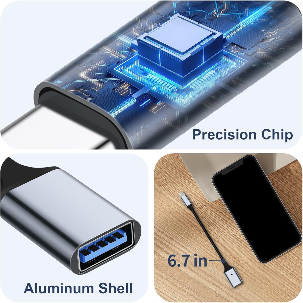 USB C to USB 3.0 Adapter [2 Pack], Type C Male to USB Female OTG Cable Thunderbolt3 to USB Adapter Compatible for iPhone 16 Pro Max/16 Plus/16/15 iPad MacBook Pro/Air Samsung Galaxy S24/S23/S22/S21