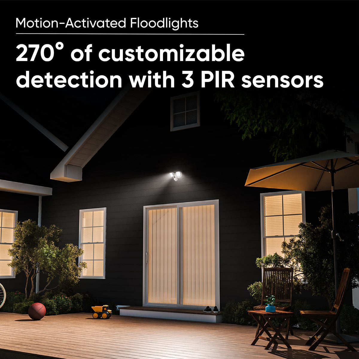 Wyze Cam Floodlight with 2600 Lumen LEDs, Wired 1080p HD IP65 Outdoor Smart Security Camera, Color Night Vision, 270-Degree Customizable Motion