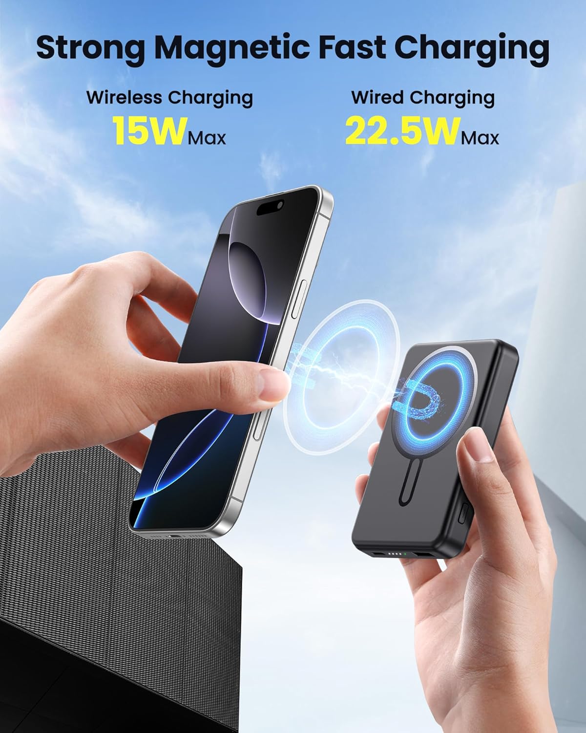 for Magsafe Battery Pack 12000mAh Magnetic Portable Charger Power Bank PD 22.5W USB C Fast Charging Wireless Battery Pack Phone Charger for iPhone 16/15/14/13/12 All Series
