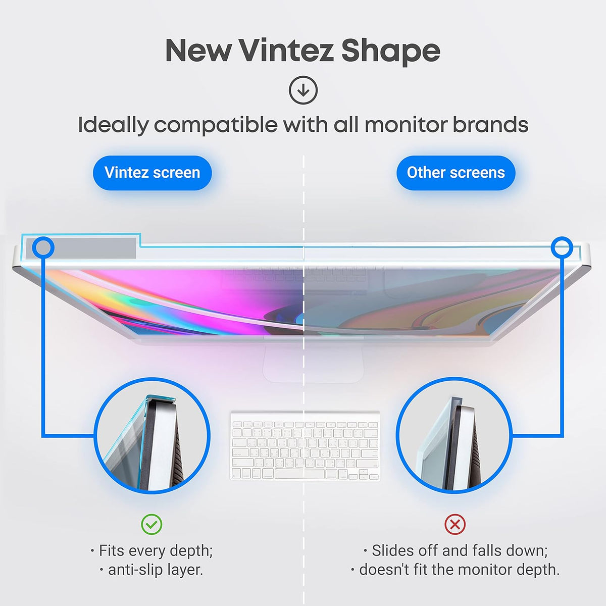 VINTEZ Blue Light Screen Protector for 31.5, 32 Inch Computer Monitor and Laptop – Anti-UV Blue Light Blocking Film for Desktop PC, Eye Protection Filter, 28.2" x 16.5", 1 Pack