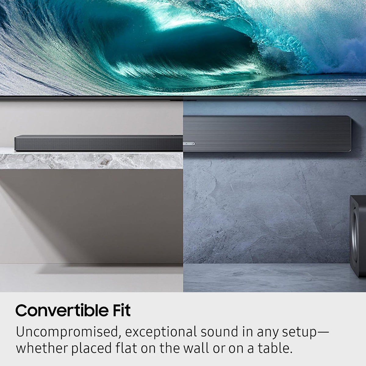 Samsung Q-Series Soundbar HW-QS700F 3.1.2 ch Subwoofer (2025 Model) Convertible Fit, Wireless Dolby Atmos, Q-Symphony