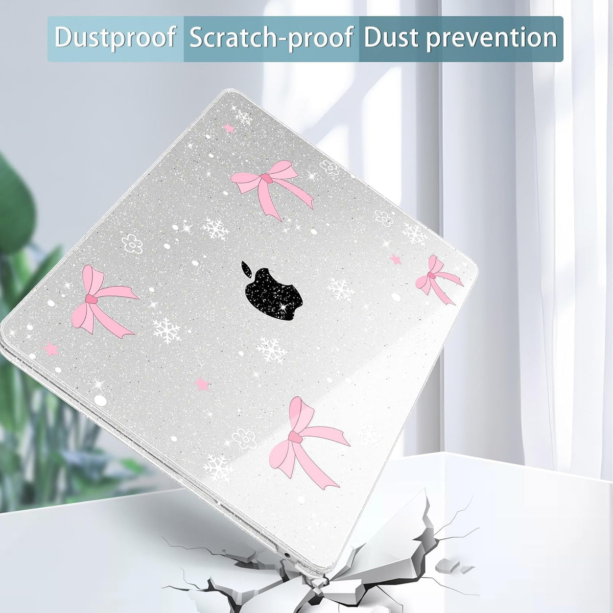 May Chen for MacBook Air 13.6 inch Case A3240 M4 A3113 M3 A2681 M2 with Retina Dispaly, 2025 2024 2023 2022 Release, Plastic Hard Shell Case with Screen Protector & Keyboard Cover, Snowflake Bow
