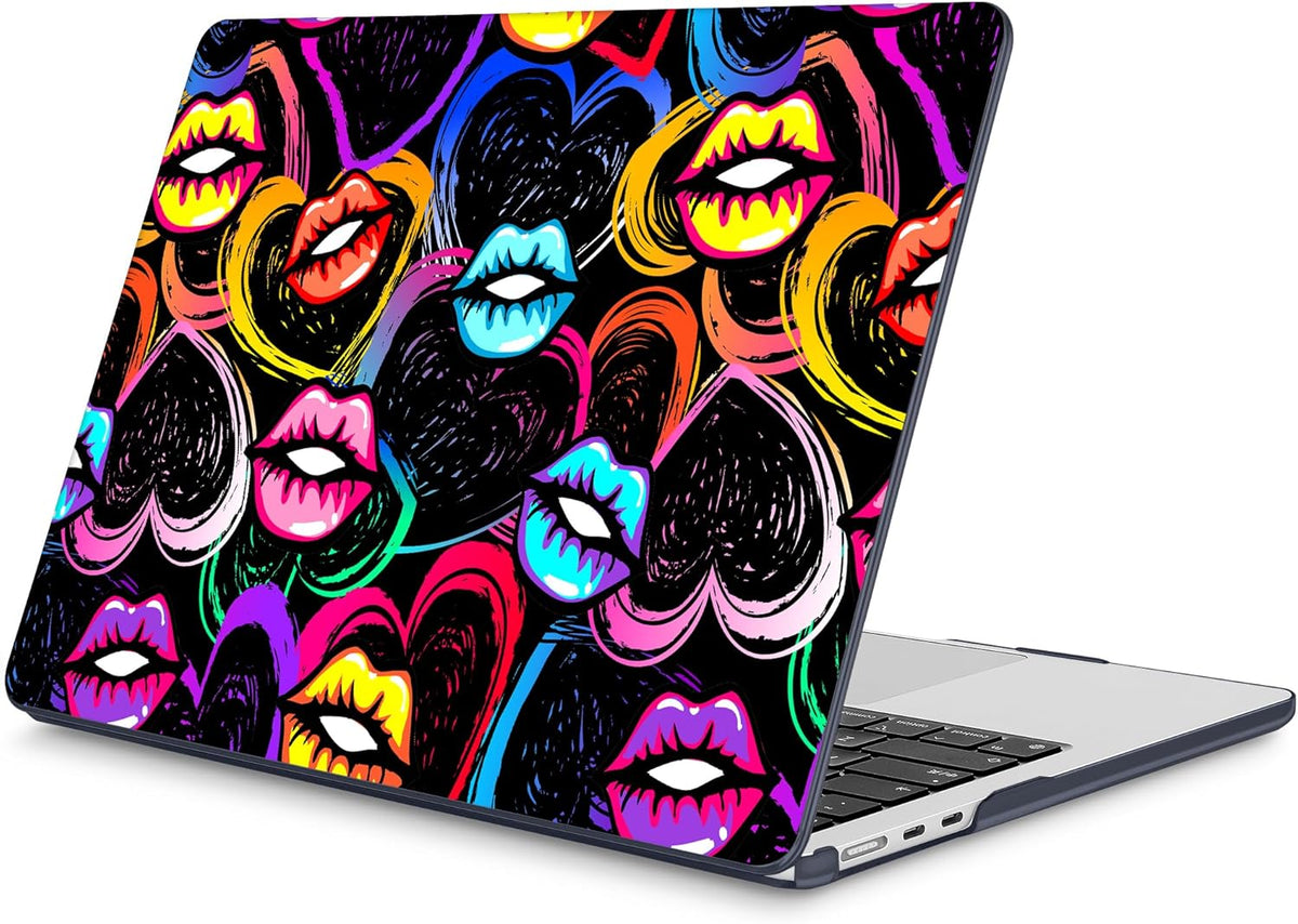 Mektron for 2025 M4 MacBook Air 13.6 Inch A3240 Case Fits 2023 A2681 M2 2024 A3113 M3 Chip with Liquid Retina Display Touch ID, Printed Plastic Hard Shell Cover for MacBook Air 13.6", Colorful Lips
