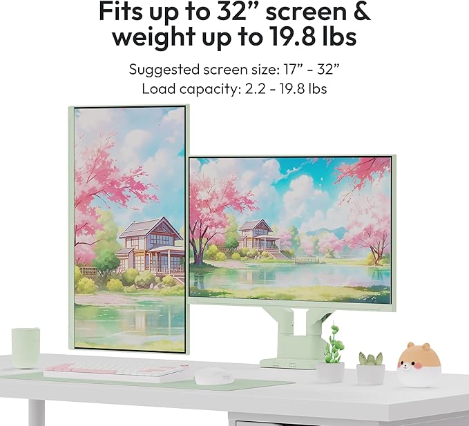 Pixio Two PX278 Wave Mint Green 27 inch 180Hz Refresh Rate FHD 1440p Resolution Fast IPS Panel 1ms GTG Response Time Gaming Monitor and PS1D Wave Mint Green Green Dual Monitor Arm