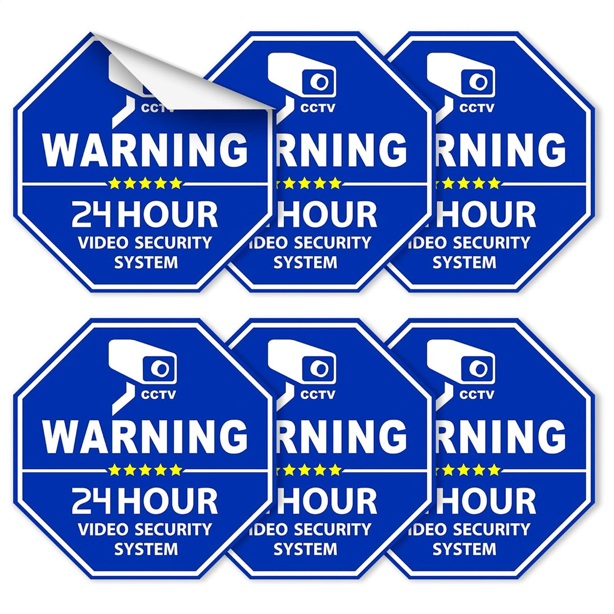6 3.3 3.3 Security Camera Stickers Pcs for Doors and Windows - x in Warning Surveillance Decals, Self-Adhesive Hexagon
