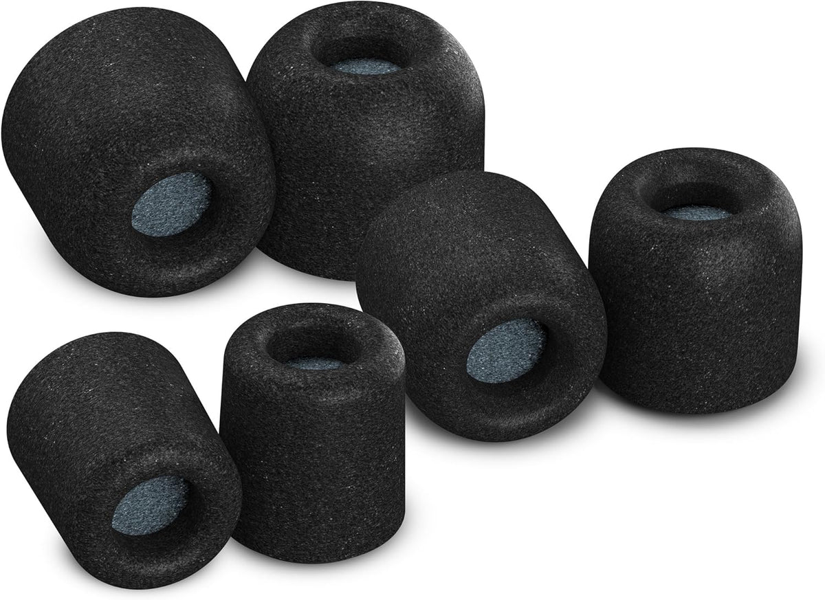 Comply 600 Core Series | Memory Foam Replacement IEM Ear Tips for Truthear, Sennheiser, Moondrop & More | Superior Noise Isolation, Ultimate Comfort, Secure Fit | TechDefender, Black (S/M/L) (3 Pairs)