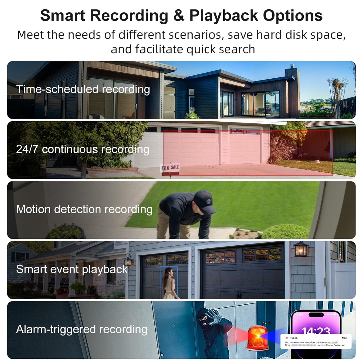 POE Security Camera System, 4pcs 5MP Indoor Outdoor PoE Cameras, Color Night Vision, Smart Human Detection, Wired Security Camera System, 8CH NVR