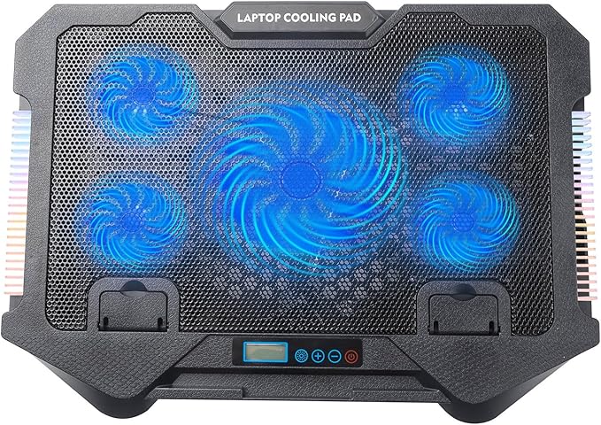Gaming Laptop Cooling Pad Stand External Fan with 2 USB Port Phone Holder Quiet Cooling Fans