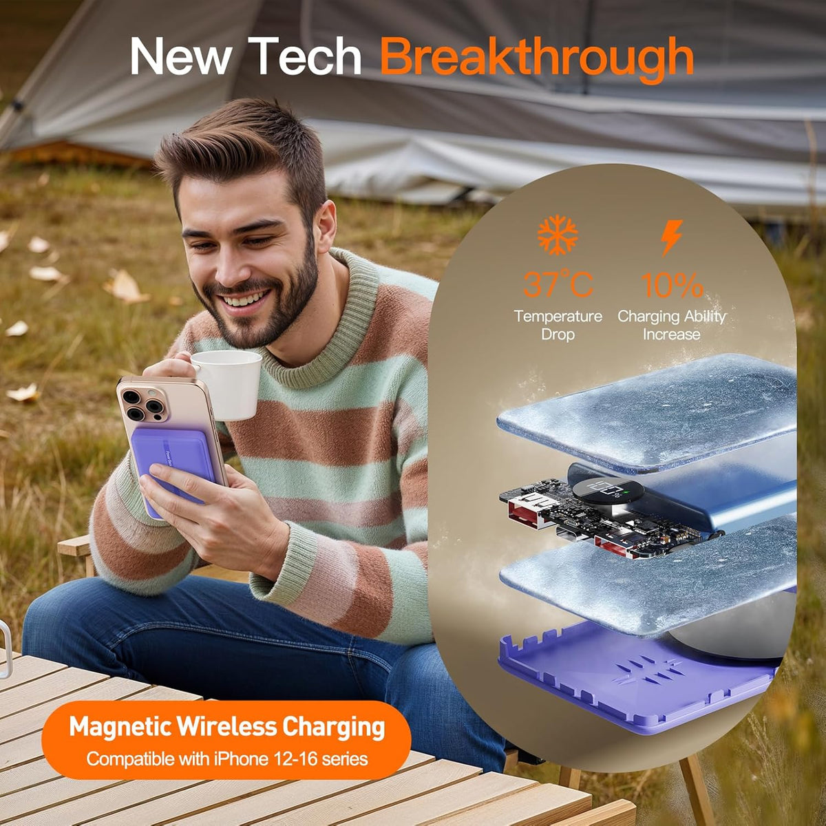 Magnetic Portable Charger, 16800mAh Wireless Power Bank, with 20W USB-C Fast Charging and LED Digital Display Magnetic Battery Pack, Compatible with iPhone 16/15/14/13/12 Full Series (2025)
