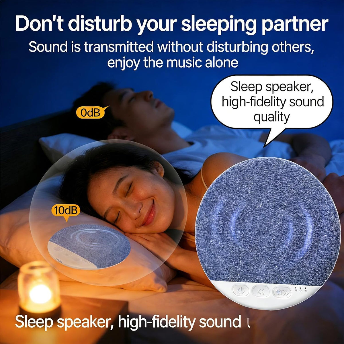 Generic Ultra-Thin Blue Tooth Pillow Speaker for Sleeping, Under Pillow Speaker with White Noise & Sleep Timer