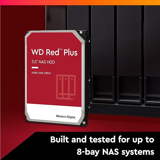 Western Digital 4TB WD Red Plus NAS Internal Hard Drive HDD - 5400 RPM SATA 6 Gb/s CMR 64 MB Cache 3.5 - WD40EFRX