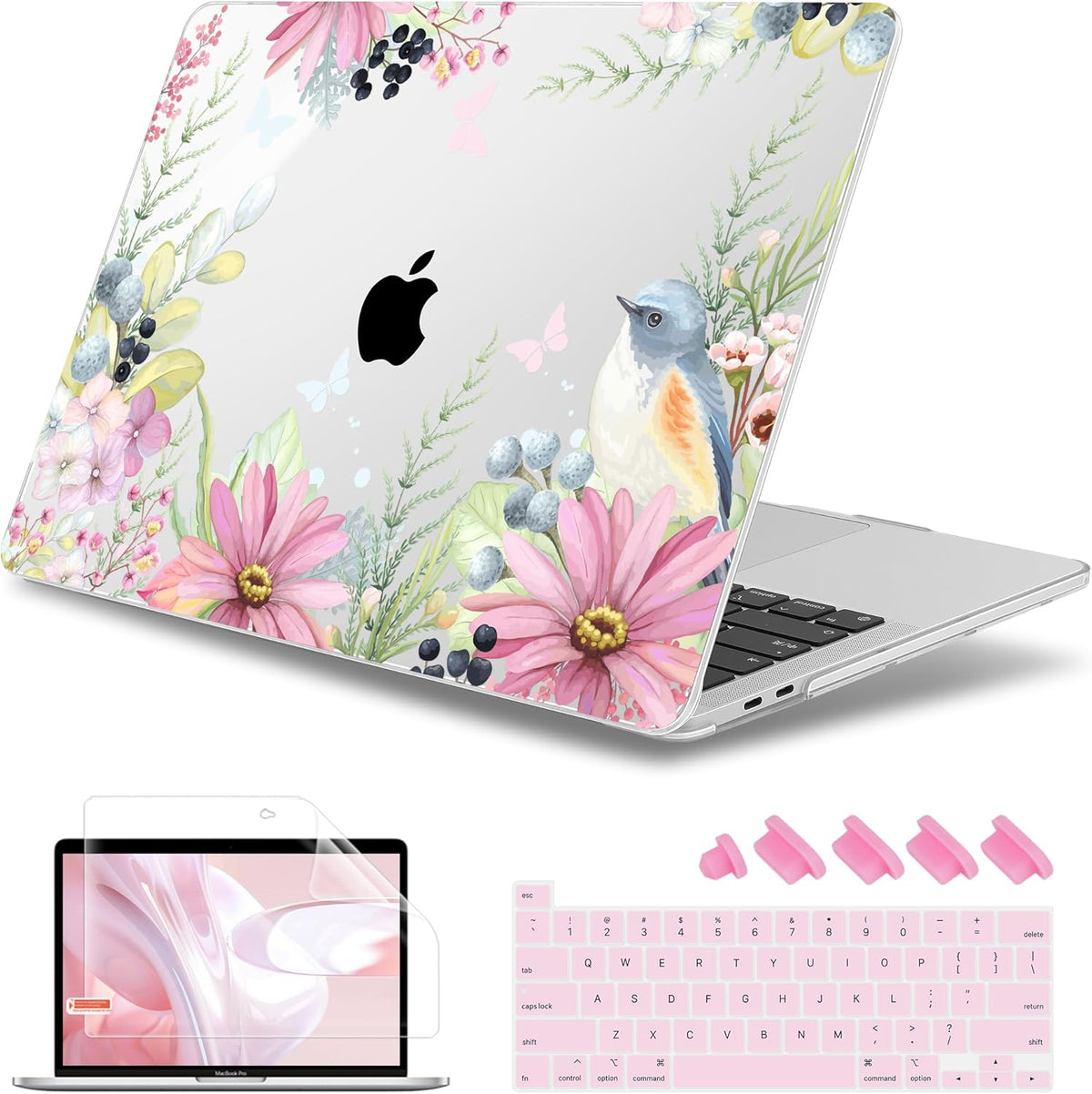 May Chen Compatible with MacBook Pro 13 inch Case 2022 2021 2020 Release Models A2338 M2 M1 A2251 A2289, Plastic Hard Shell Case + Keyboard Cover for Mac Pro 13" with Touch Bar, Blue Bird