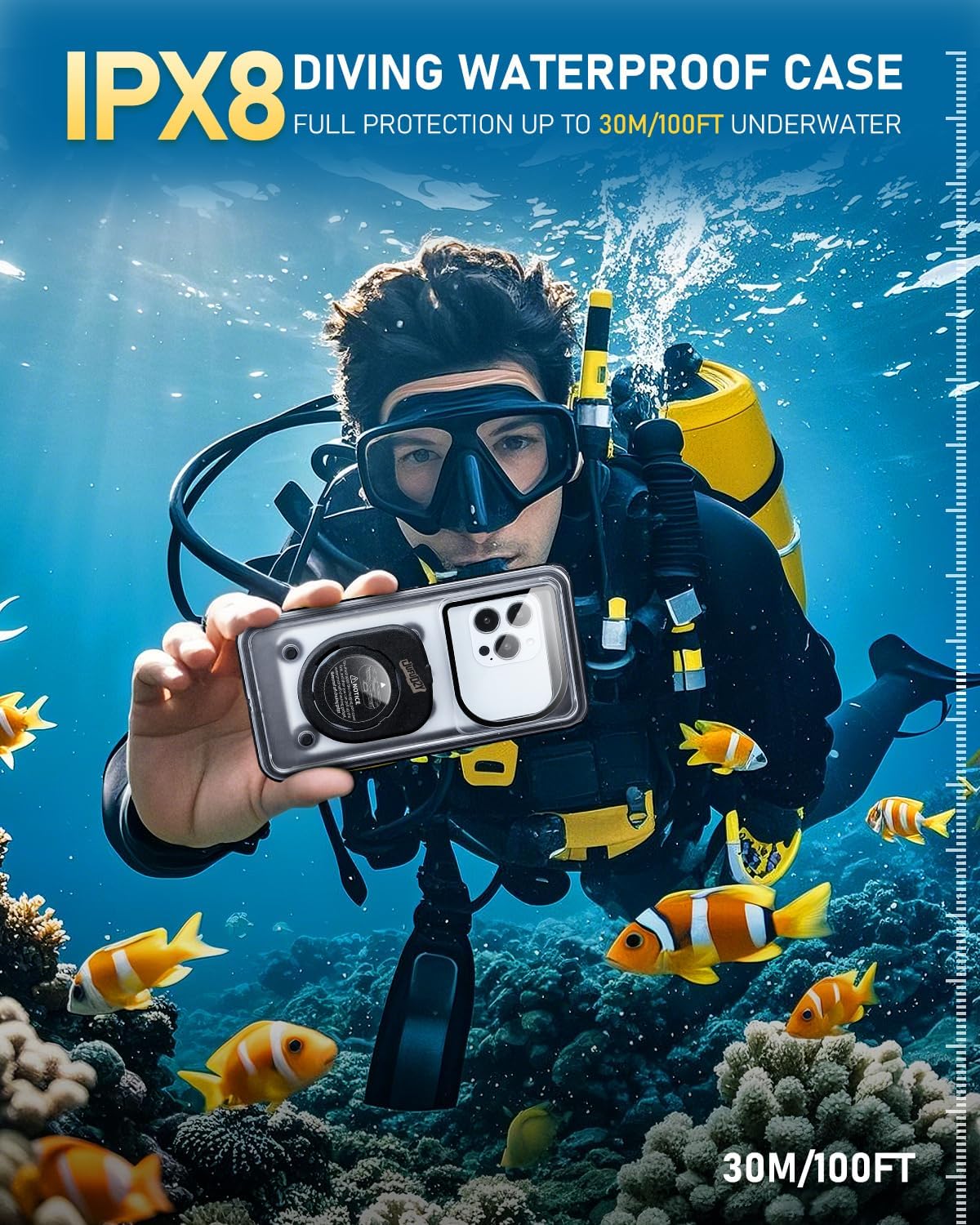 Waterproof Phone Case,IPX8 Waterproof Phone Pouch for Beach & Snorkeling Essentials,Phone Waterproof Case with Lanyard, Universal Case Up to 6.9" for iPhone,Samsung (Black)