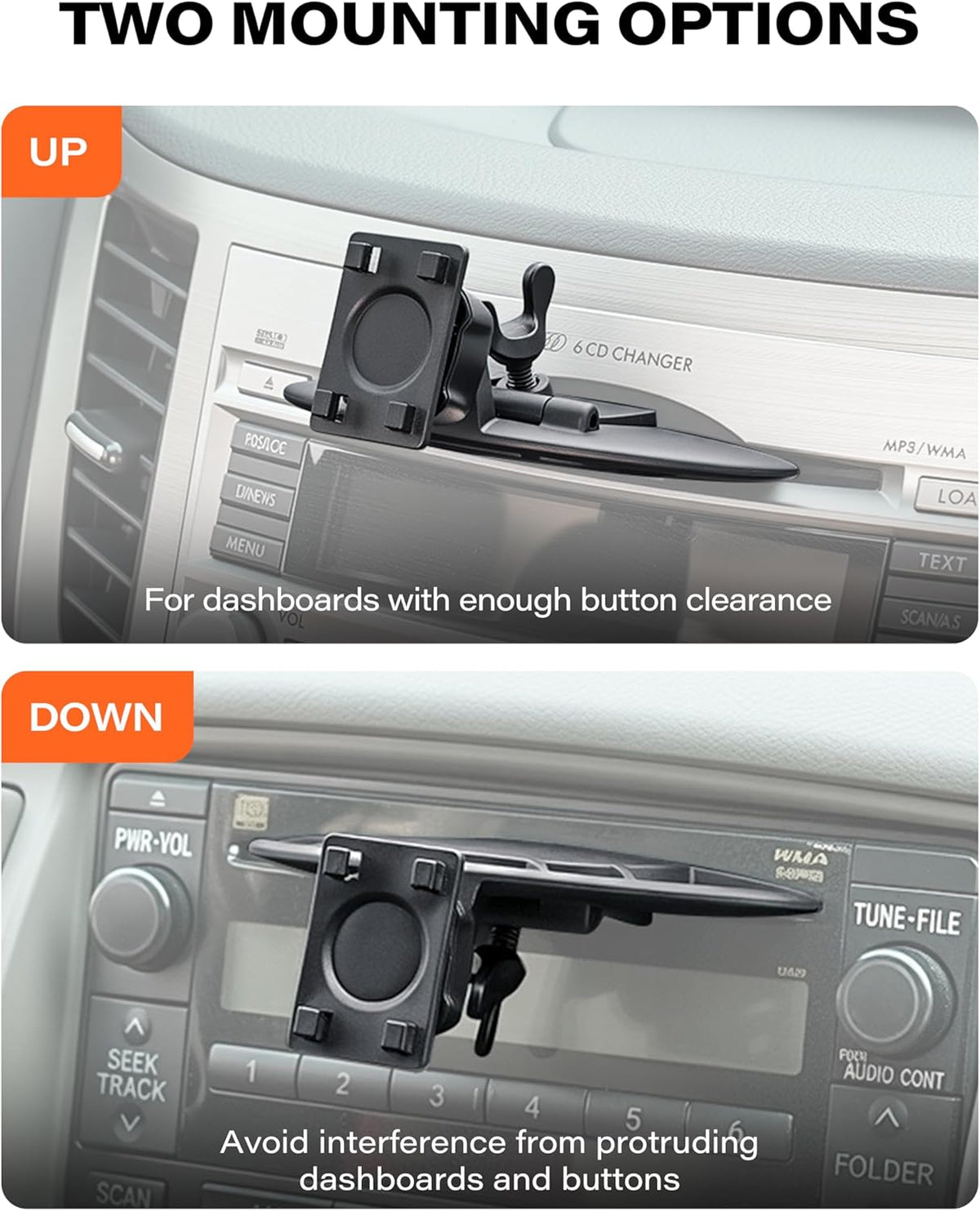 1Zero 360 7-11 Inch CD Slot Mount for CarPlay Screen, Rotation Tool-Free Installation CarPlay CD Mount Compatible