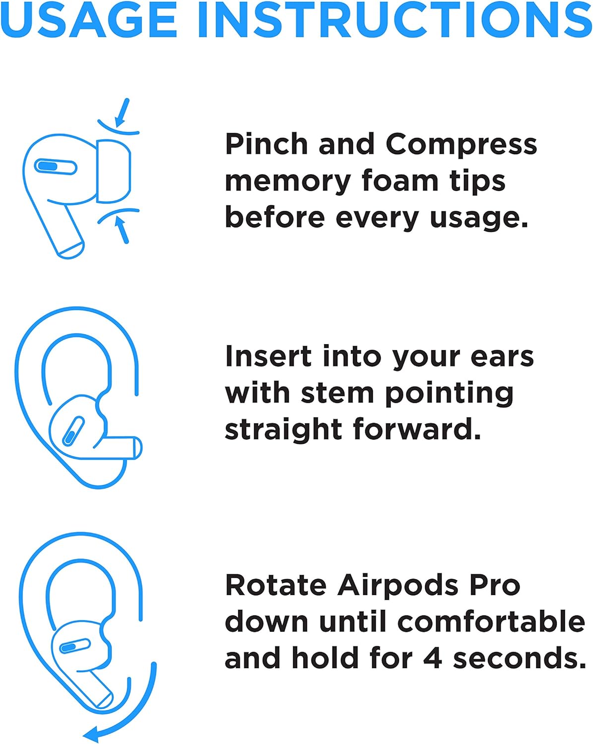 Foam Masters Memory Foam Ear Tips for AirPods Pro 1st & 2nd Gen | Comfortable | Secure | Better Noise Cancellation | Version 3.0 Replacement Buds (Medium - 3 Pairs, White)