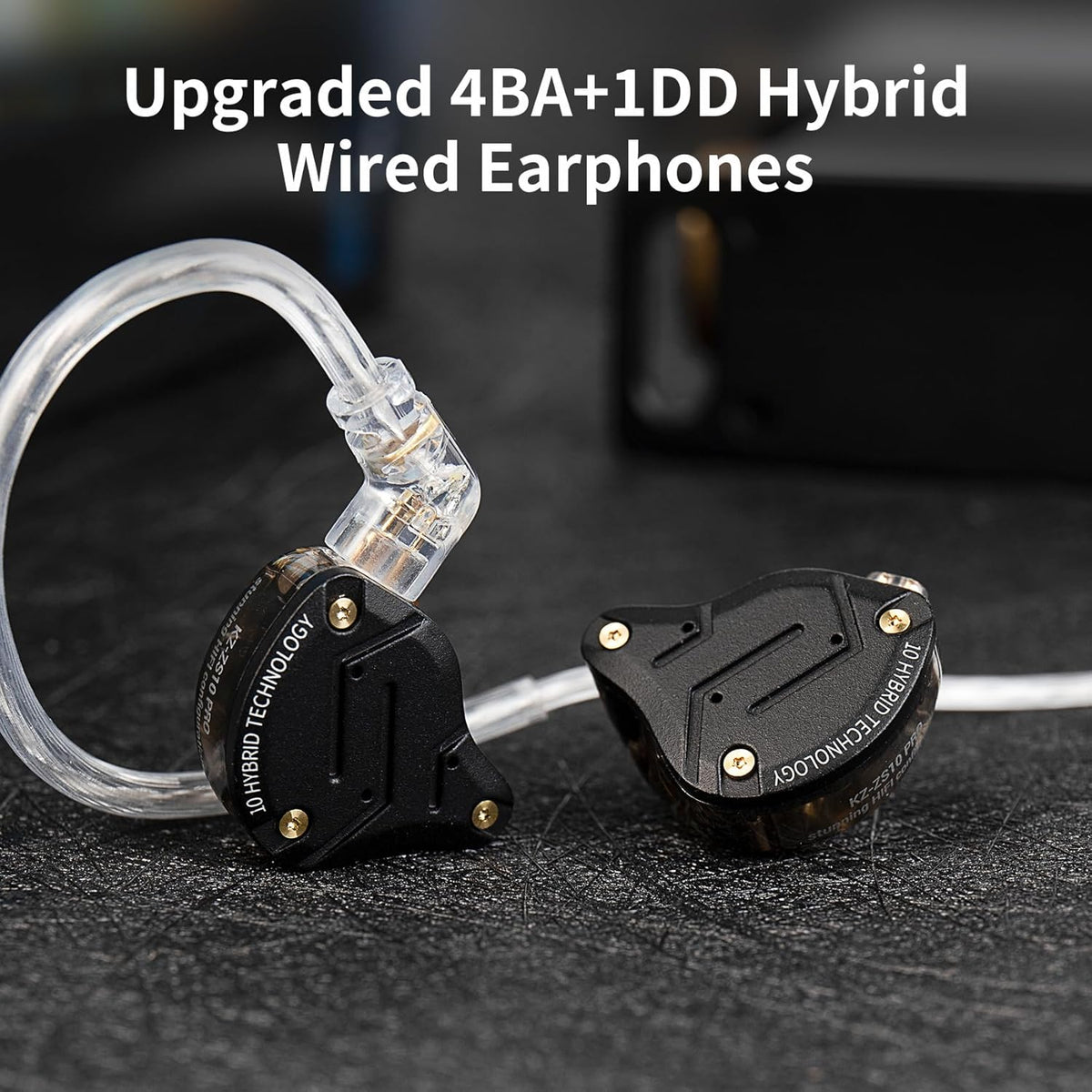 KZ ZS10 Pro in Ear Monitor Headphone, Wired Gaming Earphones, KZ HiFi Earbuds Headphone with 4 Balanced Armatures and 1 Dynamic Drivers IEM Earphones for Drummer Musician (Blue with Mic)