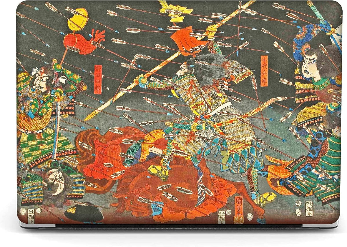 Berkin Arts Compatible with MacBook Air 13 inch Cover, 2022-2018 Release A1932 with Touch ID with Keyboard Cover & Screen Protector Ukiyo-e (The Kusunoki's Final Attack by Kuniyoshi)