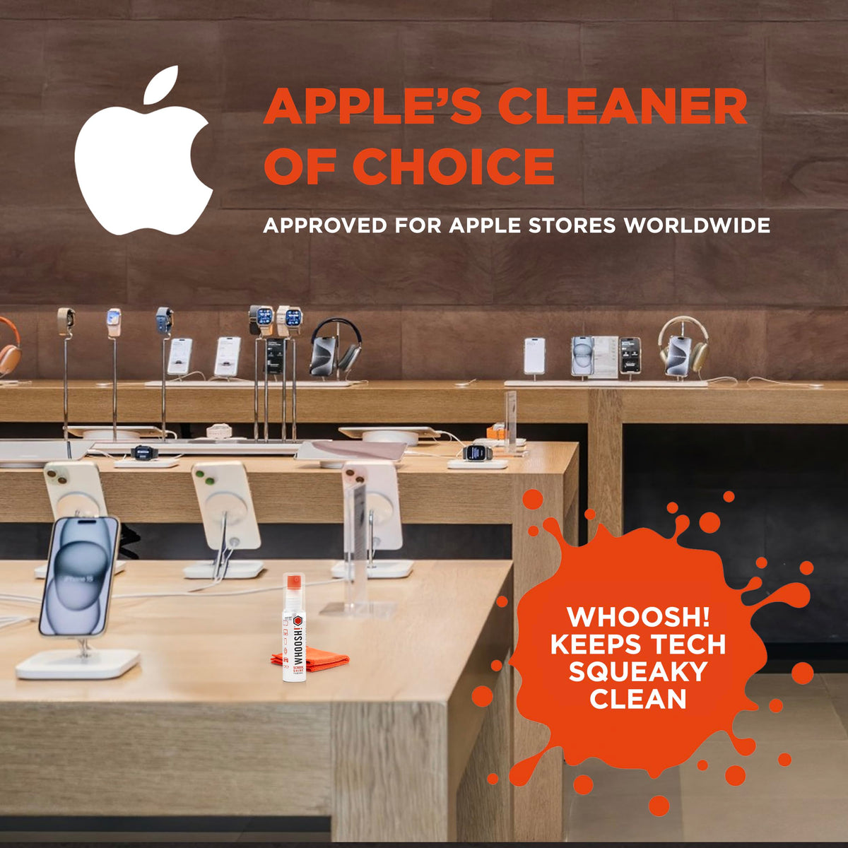 WHOOSH! Screen Shine Go XL - 3.4 fl oz with Microfiber Cloth - Powerful Streak-Free Screen Cleaner Spray and Wipe for MacBook, Laptop, Car, Eyeglasses