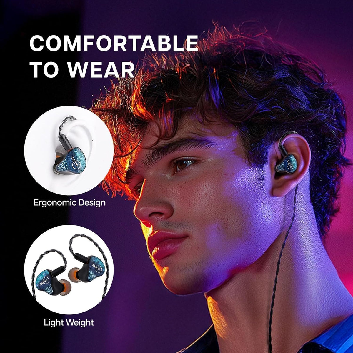Linsoul ZiiGaat x Fresh Reviews Arete in Ear Monitor, 1DD+4BA Hybrid Earphone IEM, Wired Gaming Earbuds, Studio Monitor Tunning, with Detachable IEM Cable for Musician Audiophile (Blue)
