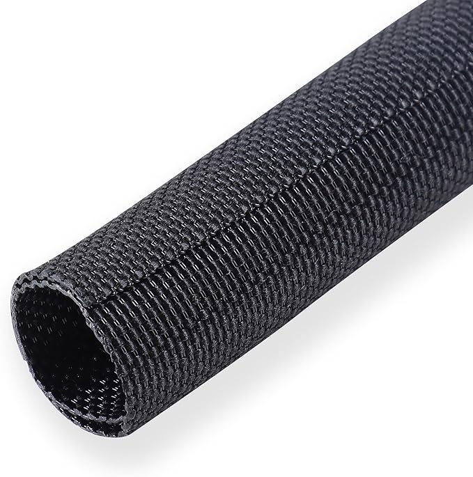 BuyUneed Black Split Braided Cable Management Sleeves 1/2inch -30Feet