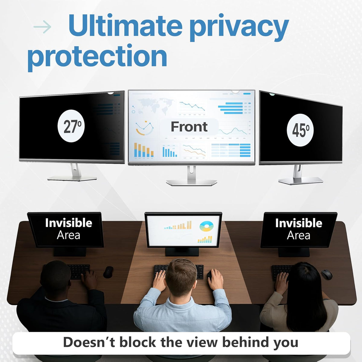 VINTEZ [2 Pack] 23 Inch 16:9 Privacy Screen for Computer Monitor and Laptop - Anti Glare Protector Film Blue Light Filter Eye Protection - Computer Screen Privacy Shield