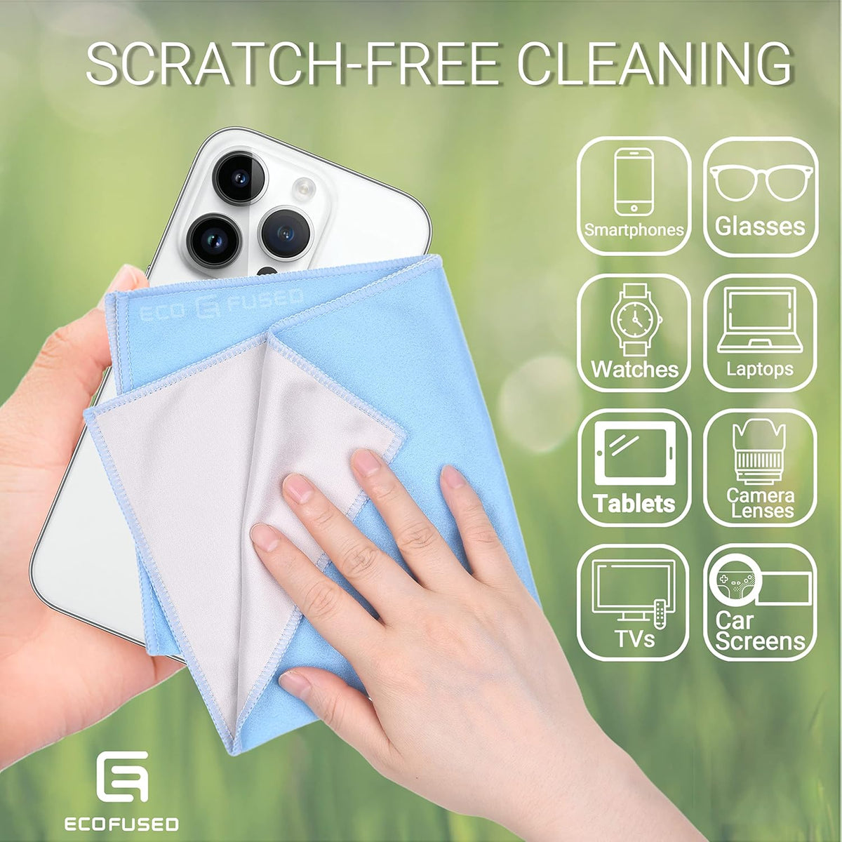 5 Pack 12 12 Eco-Fused Oversized Microfiber Cleaning Cloths XL - - x - Double-Sided - Microfiber & Suede