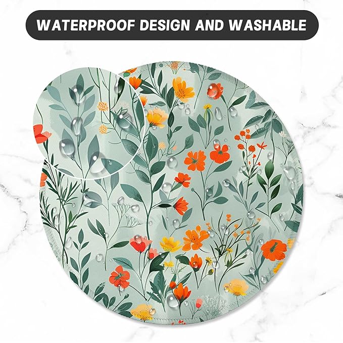 ITNRSIIET Round Mouse Pad with Stitched Edge Premium-Textured Waterproof Non-Slip Rubber Base Desktop Protection Mat Diameter 8.7 inches, Beautiful Flowers