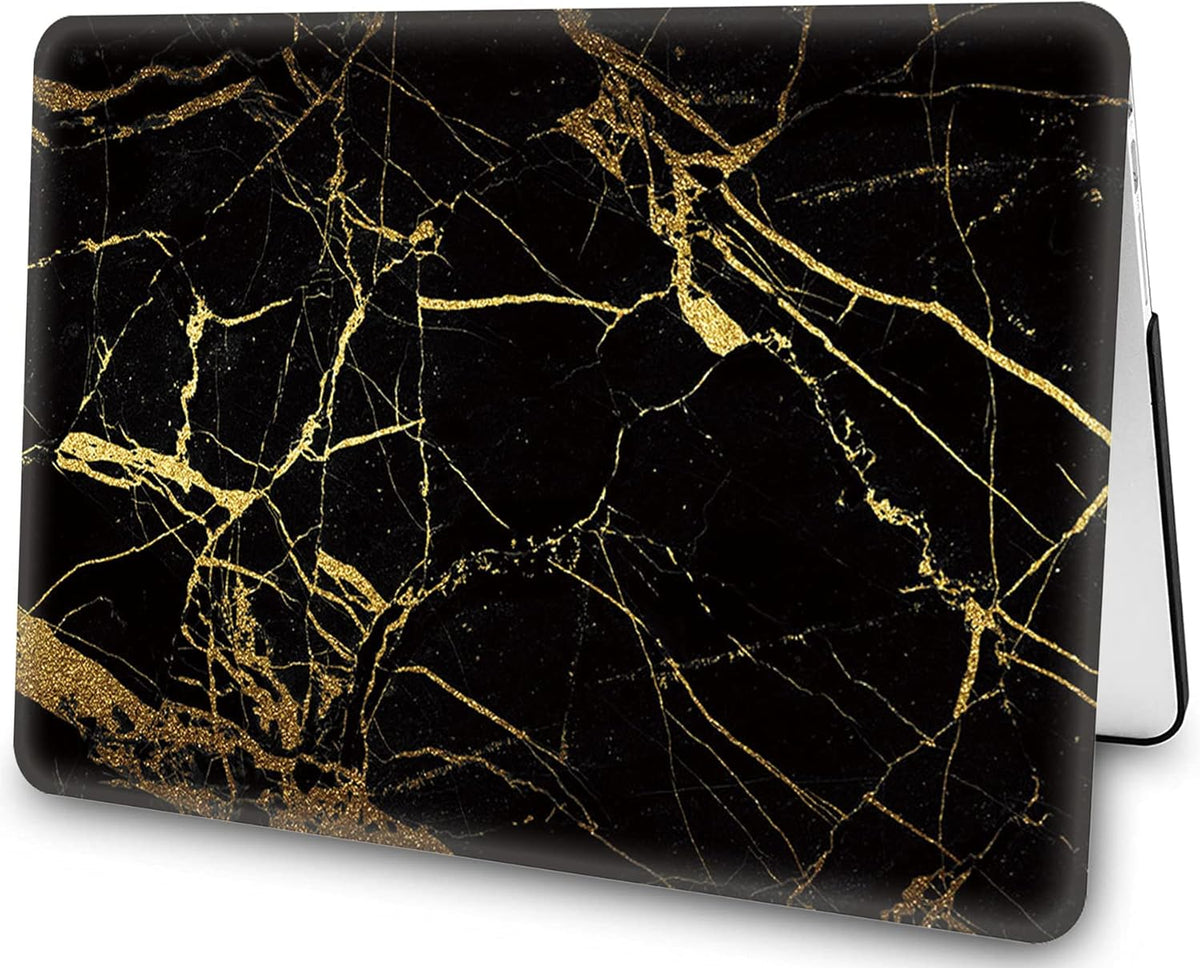 Black Gold Marble Laptop Cover Compatible with MacBook Air 13/13.3 Inch Case 2017 2016 2015 2014 2013 2012 2011 2010 A1466/A1369, AMCJJ Plastic Hard Shell Case & Keyboard Cover &Screen Protector