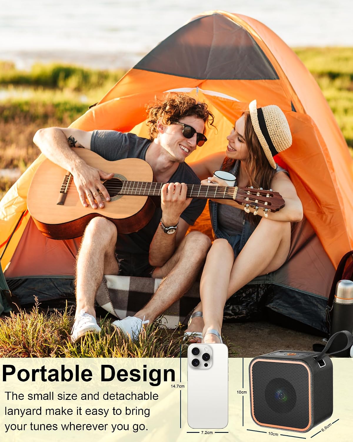 Hosgubo 5.3, 10H 8W Portable Bluetooth Speaker, Wireless Speaker with Lights, Built-in Mic Bluetooth Portable Wireless