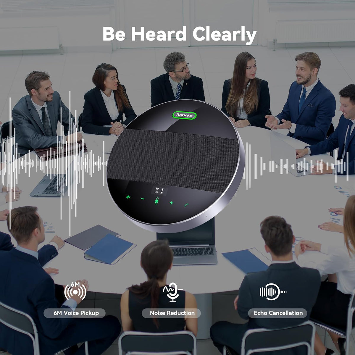 Tenveo All-in-One Conference System 3X Optical Zoom PTZ Camera and MagiCall Bluetooth Speakerphone Upgraded System Audio and Video Output USB3.0/HDMI/RS485/RS232 Works with Zoom OBS for Large Meeting