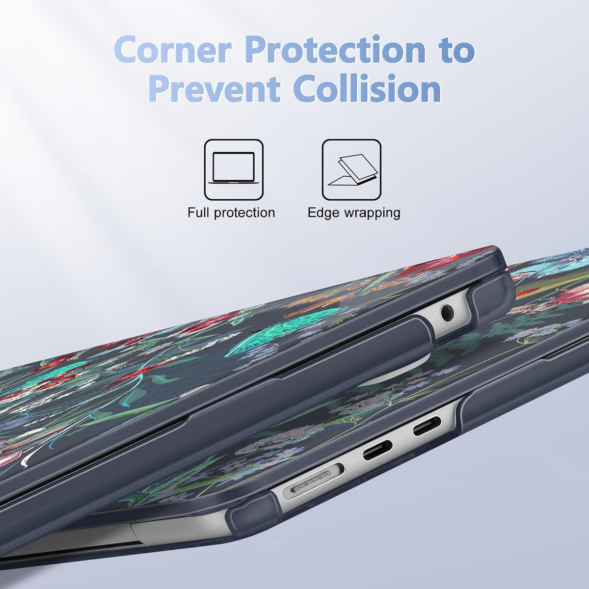Case for MacBook Air 15 Inch 2025 2024 2023 Release M4 A3241 M3 A3114 M2 A2941, Hard Shell with Screen Protector & Keyboard Cover, Compatible with Touch ID, Flowers & Herbs