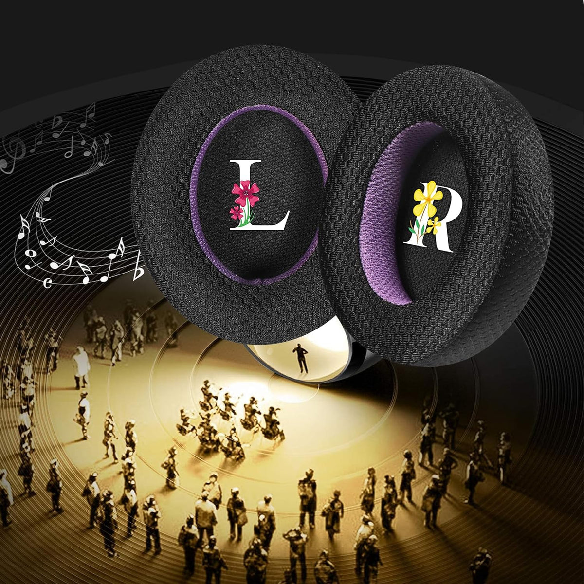 Breathable Mesh Replacement Earpads for SENNHEISER MOMENTUM3 in Black/Purple
