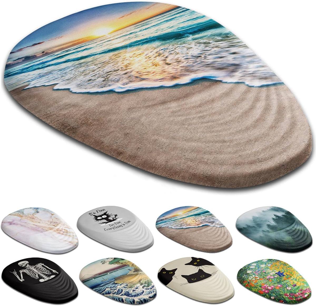 Sunset Mouse Pad, Ergonomic Mouse Pad with Wrist Rest Support, Non-Slip PU Base Desktop Mousepad for Pain Relief, Computer, Office & Home, Beach