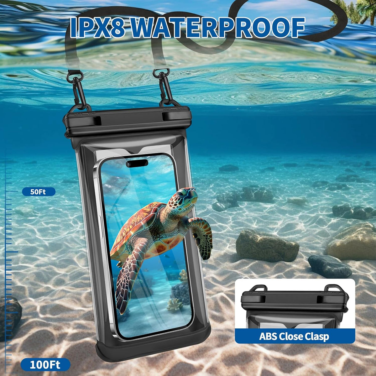 2 Pack Waterproof Phone Pouch, IP68 Waterproof Phone Cases Floating Up to 8.5" Phone, Underwater Waterproof Bags with Inner Pocket, Beach Vacation Essentials Water Park Essentials