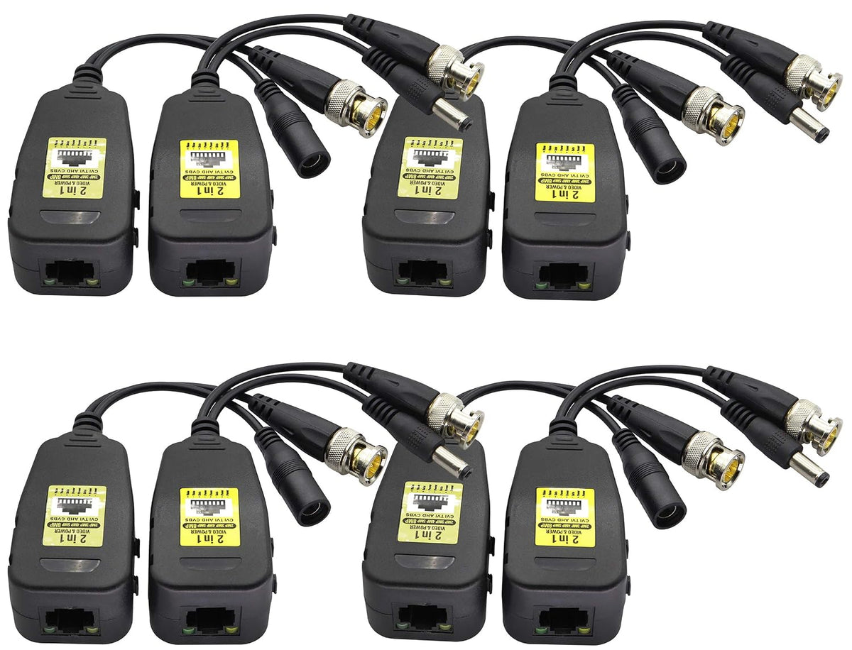 AAOTOKK Cat5 RJ45 720P 960P 1080P 3MP 4MP 5MP 8MP System(18cm-4Pairs) Power Video Balun DC BNC to Network Transceiver